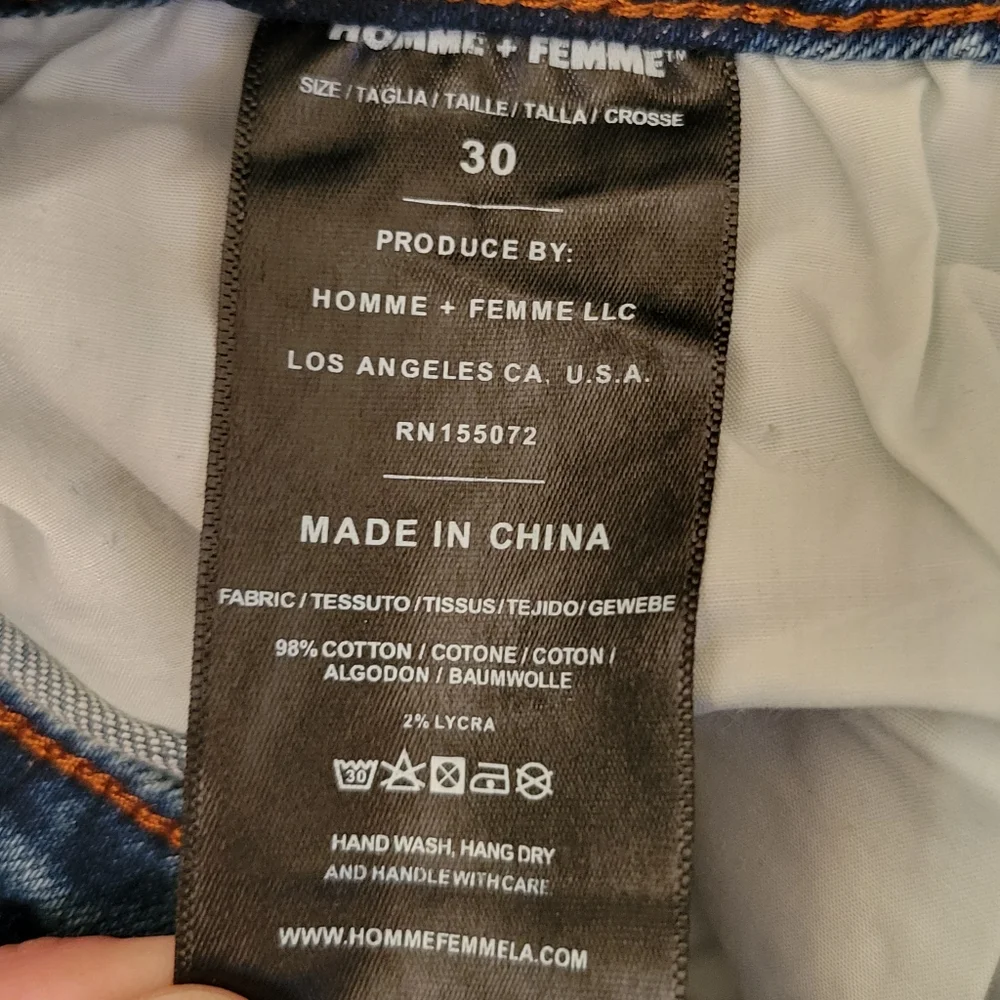 NWT Homme + Femme Letterman Men's Drip Denim Blue With White Letters Size 30/S - Picture 13 of 13